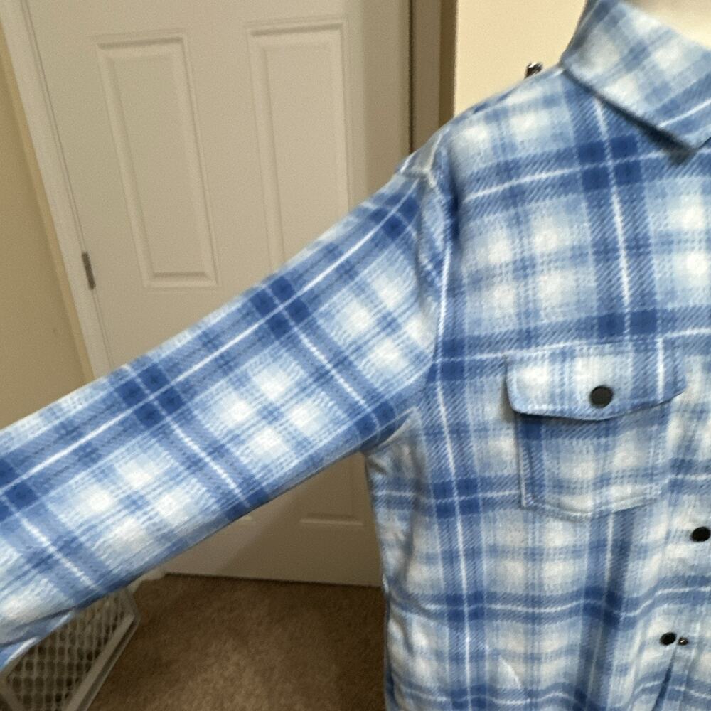 Simply Southern Women’s Blue/White Plaid Shacket Jacket Button Front Collared XL - Picture 4 of 13
